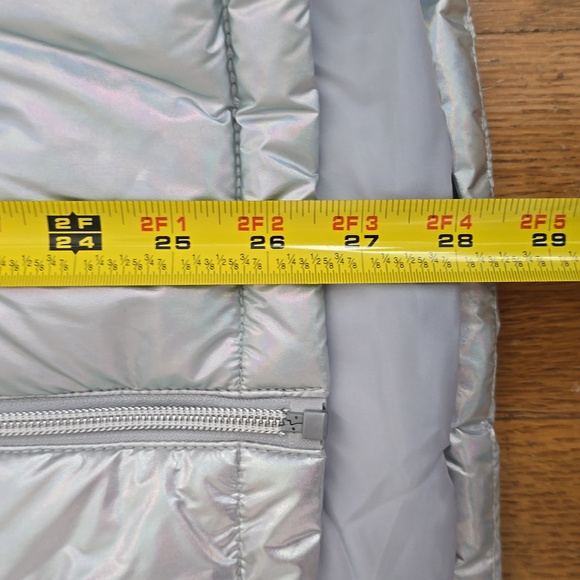 THEREABOUTS GIRLS SILVER "SHIMMER" PUFFER HOODED WINTER COAT SIZE XL 16 - Picture 13 of 16